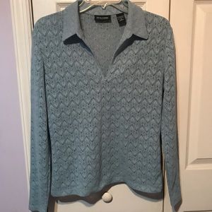 New York Company Top Pullover Light Blue V Neck